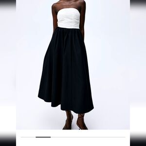 Ramie Bandeau Strapless Medium Length Dress Xl